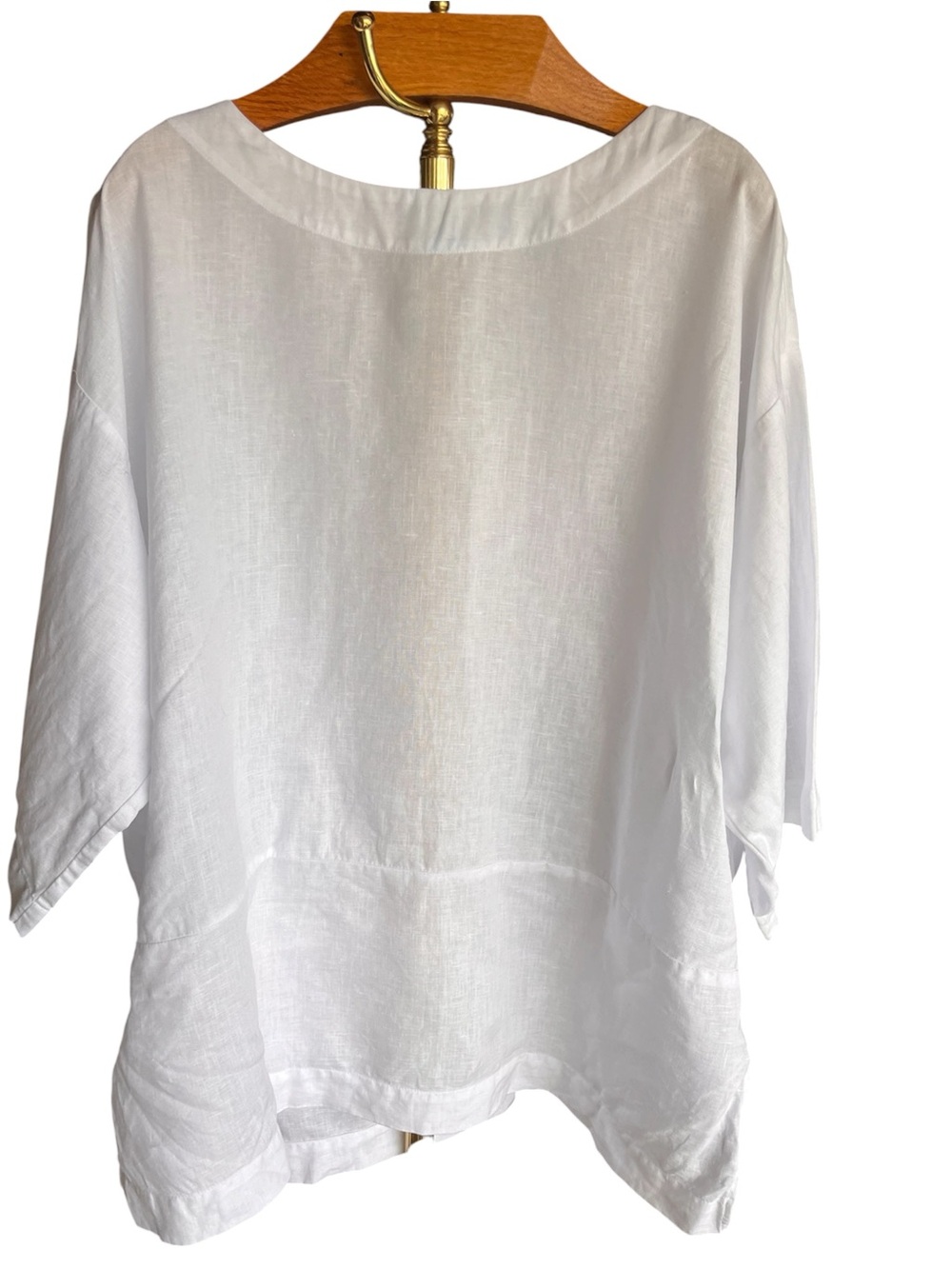 J. Jill PureJill 100% White Linen Boatneck Tunic Half Sleeve 2X
